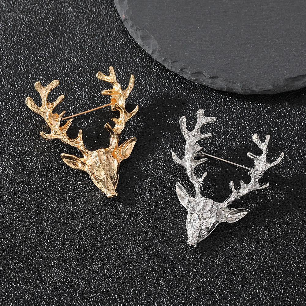 Modern Minimalist Geometric Faceted Dual-Tone Elk Brooch - Image 9