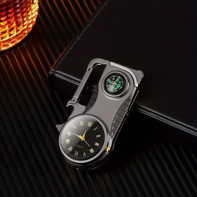 Multi-purpose Compass Watch Portable Keychain Butane Lighter - Image 12