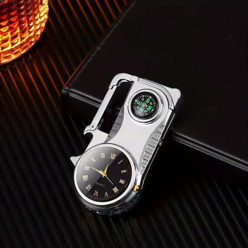 Multi-purpose Compass Watch Portable Keychain Butane Lighter - Image 3