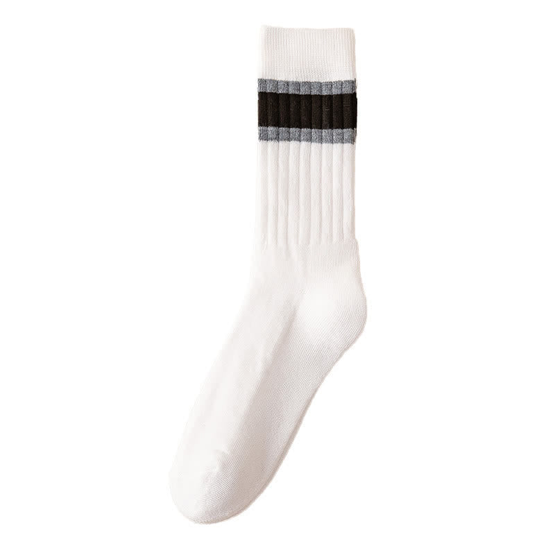 Multicolor Block Striped Causal Crew Socks - Image 7