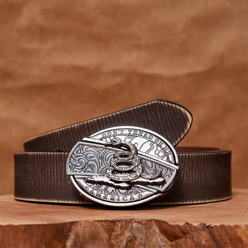 Men's DIY Black Mamba Hidden Folding Knife Leather Belt - Image 3