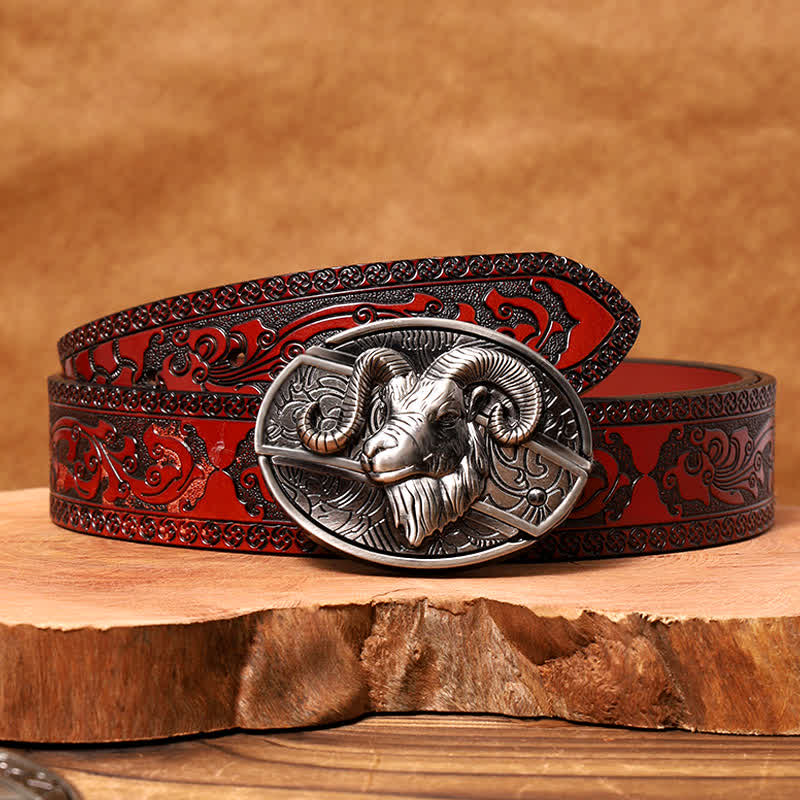 Men's DIY Goat Hidden Folding Knife Leather Belt - Image 9