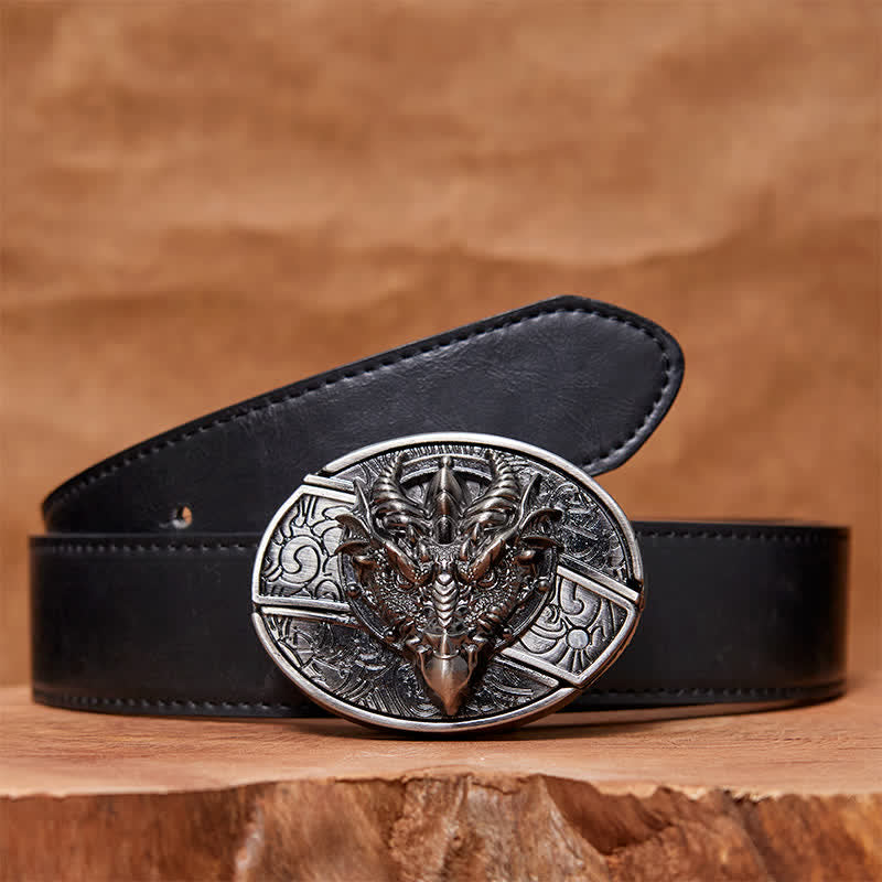 Men's DIY Sharp Dragon Hidden Folding Knife Leather Belt - Image 4