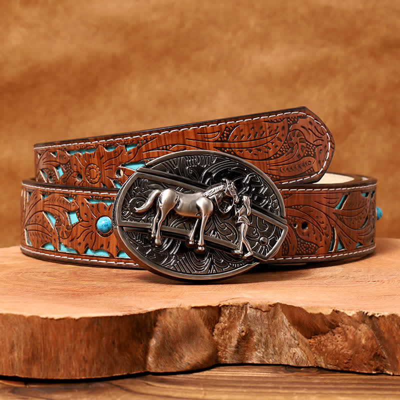 Men's DIY Cowgirl Hidden Folding Knife Leather Belt - Image 5