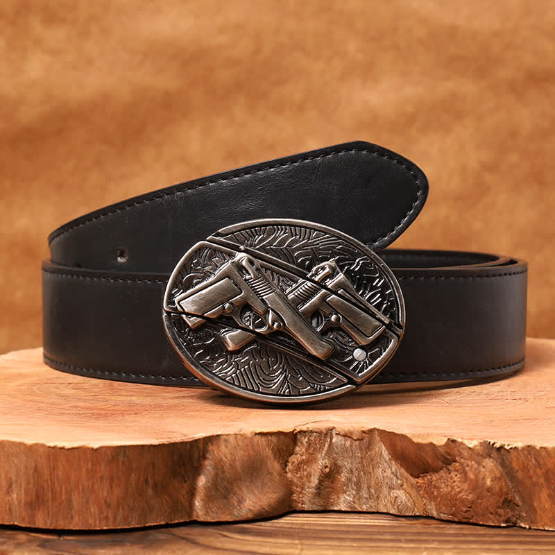 Men's DIY Dual Gun Hidden Folding Knife Leather Belt - Image 13
