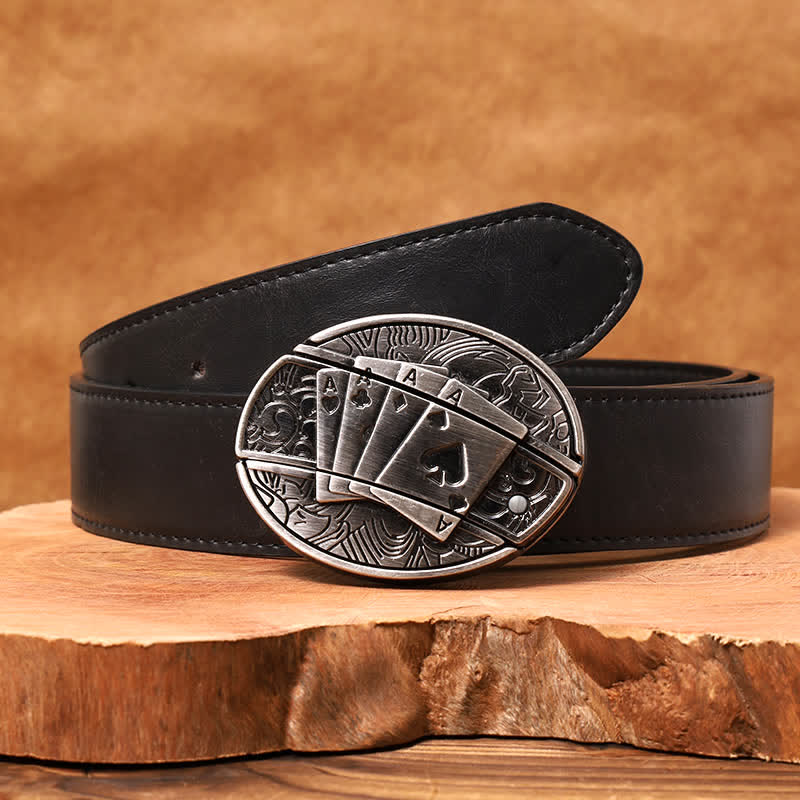 Men's DIY Poker 4 Ace Hidden Folding Knife Leather Belt - Image 12