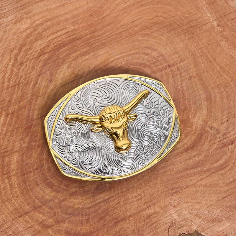 Native Golden DIY Longhorn Head Large Buckle Leather Belt - Image 2