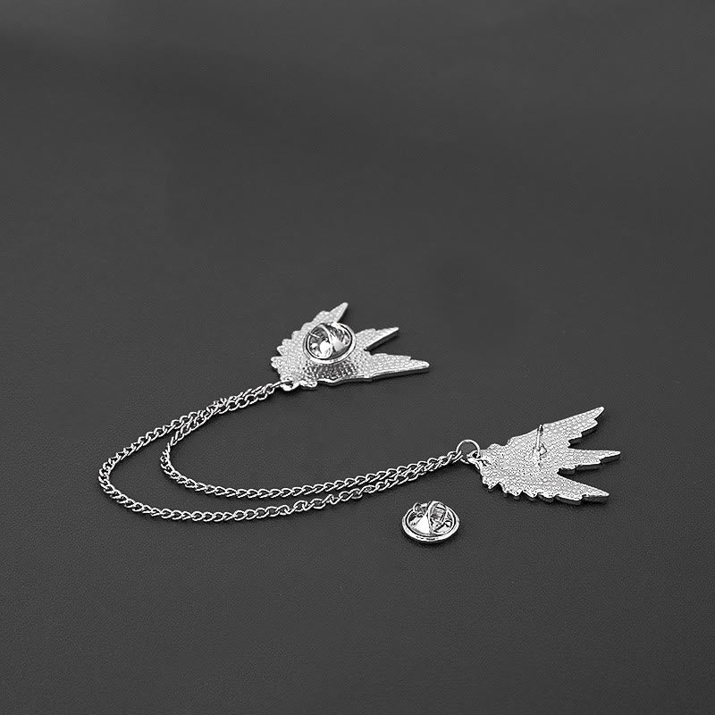 Ornate Symmetrical Wing-Pair Double-Chain Brooch - Image 5