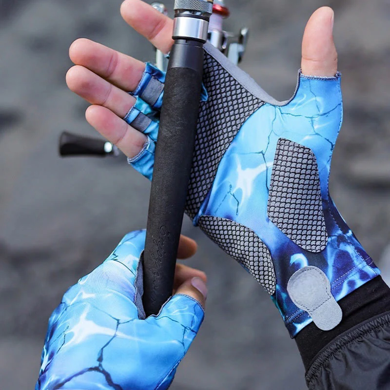 Outdoor Anti-slip Breathable High Elastic Half Finger Ice Silk Gloves - Image 4