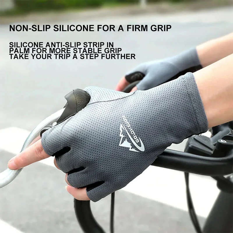 Outdoor Ice Silk Sun Protection Breathable Half Finger Gloves - Image 2