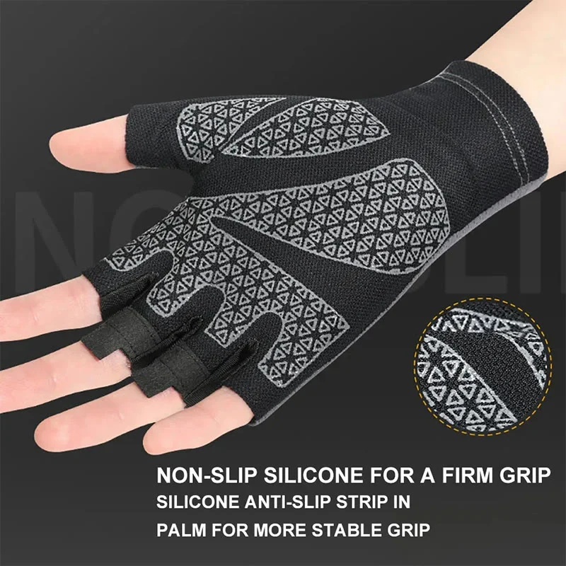 Outdoor Ice Silk Sun Protection Breathable Half Finger Gloves - Image 4