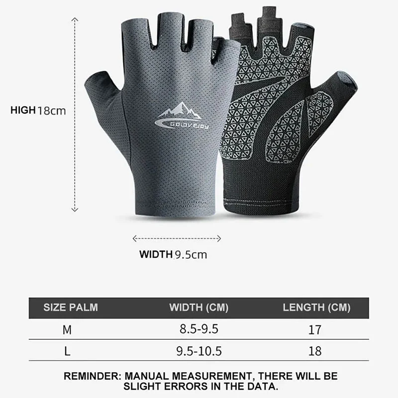Outdoor Ice Silk Sun Protection Breathable Half Finger Gloves - Image 6