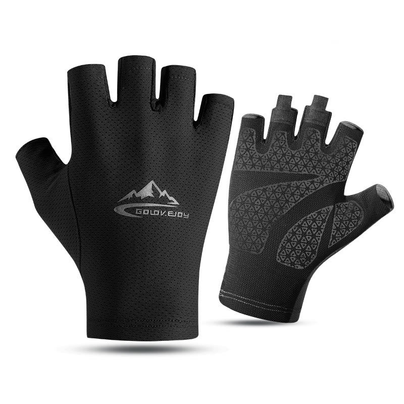 Outdoor Ice Silk Sun Protection Breathable Half Finger Gloves - Image 7