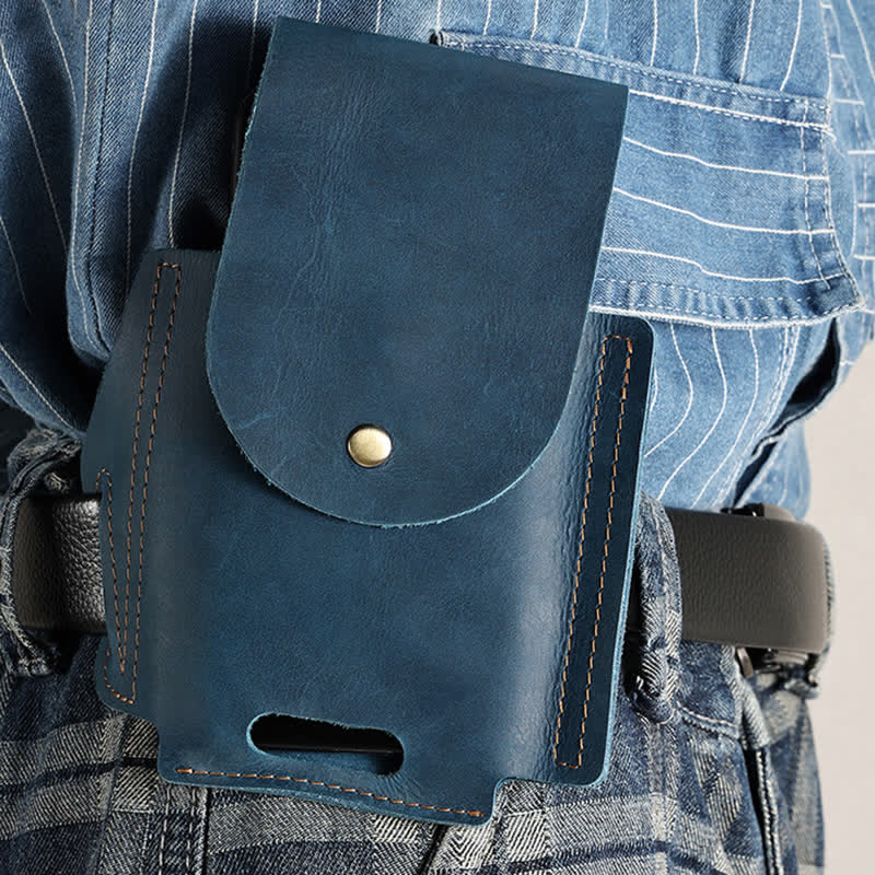 Outdoor Phone Pocket Tactical Sheath Leather Belt Bag - Image 6