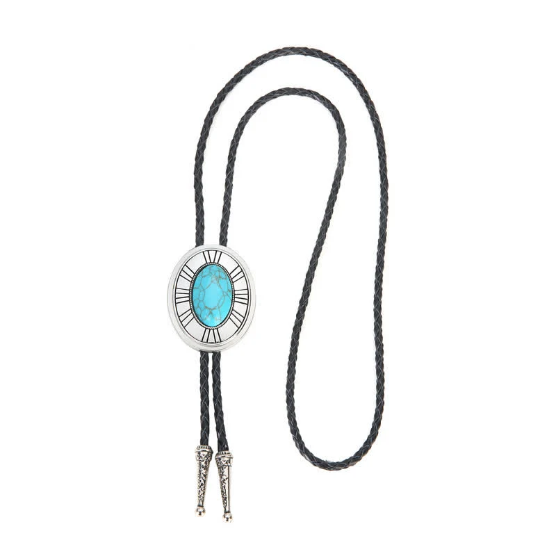 Oval Natural Agate Stone Medallion Bolo Tie - Image 6