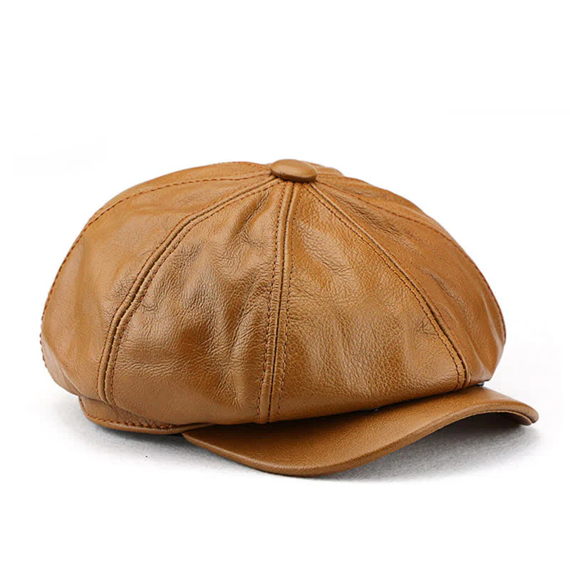 Painter Cowhide Leather Gatsby 8 Panel Beret Cap - Image 2