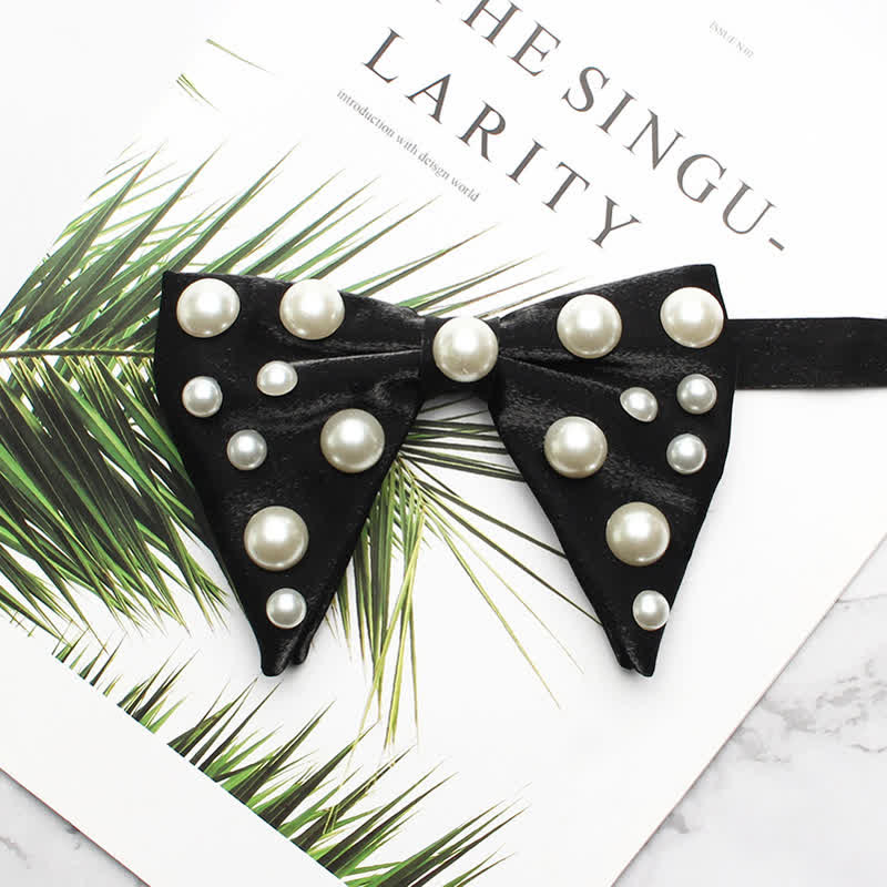 Pearls Bright Oversized Pointed Bow Tie - Image 17