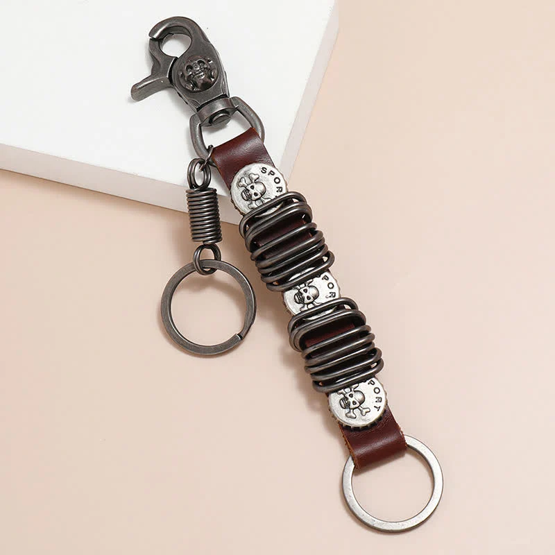 Personality Skull Head Shape Leather Keychain - Image 2