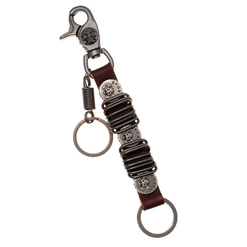 Personality Skull Head Shape Leather Keychain - Image 6