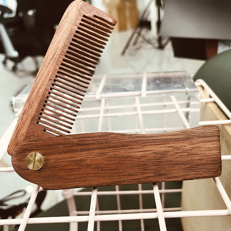 Personalized Carved Name Folding Wood Beard Hair Comb - Image 10