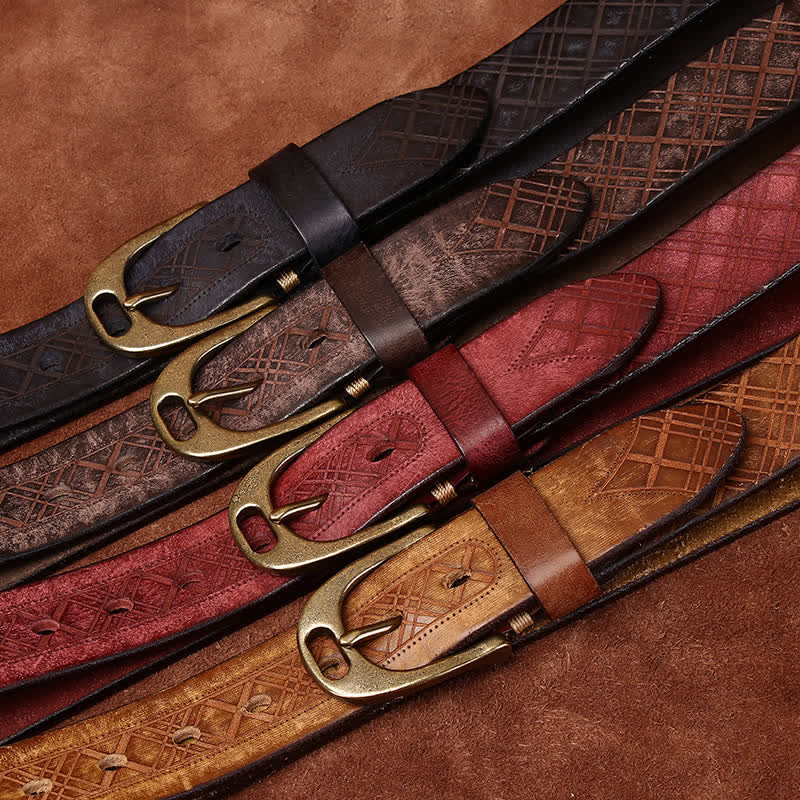 Personalized Diamond Embossed Thicken Leather Belt - Image 2