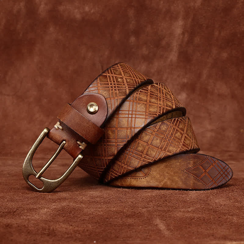 Personalized Diamond Embossed Thicken Leather Belt - Image 4