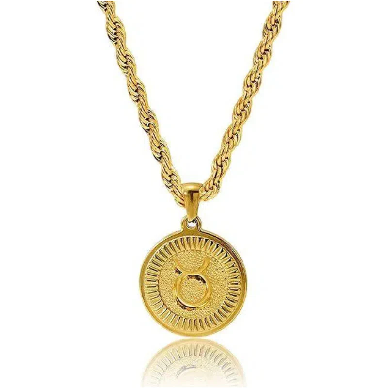 Personalized Zodiac Symbol Coin Pendant Necklace - Image 4