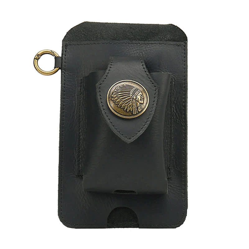 Phone Holster Magnetic Button Crazy Horse Leather Belt Bag - Image 3