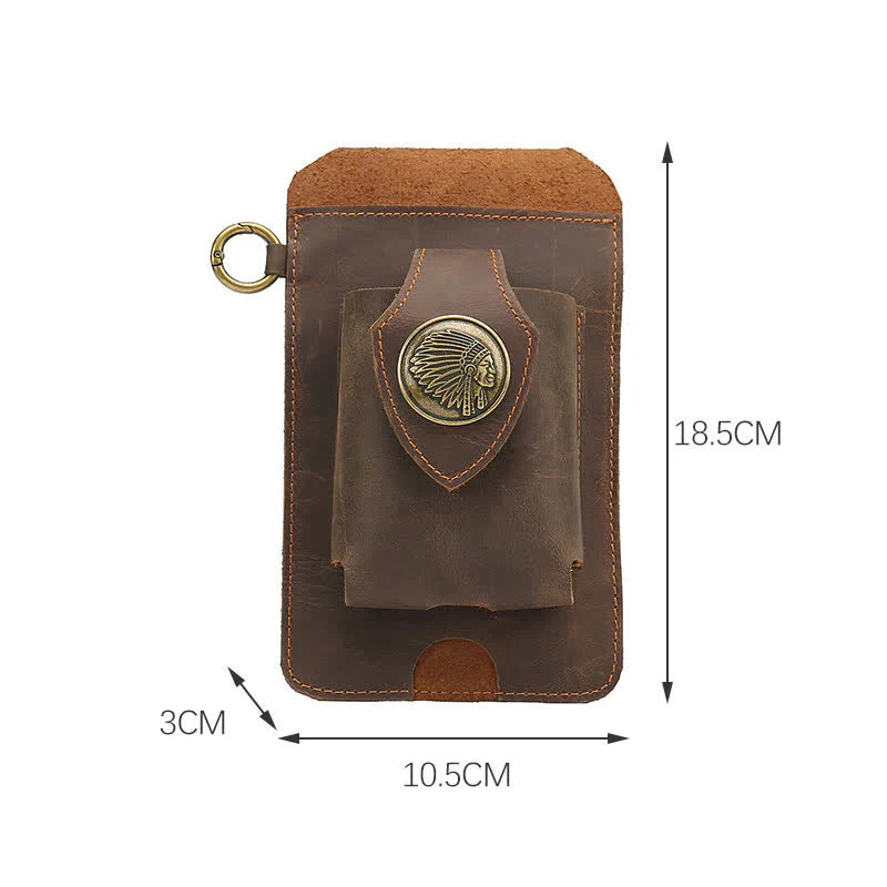 Phone Holster Magnetic Button Crazy Horse Leather Belt Bag - Image 7