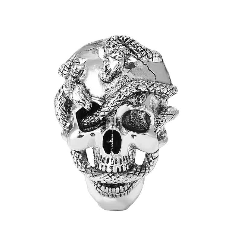 Pirate Gothic Skull Head & Surrounding Snake Brooch - Image 7