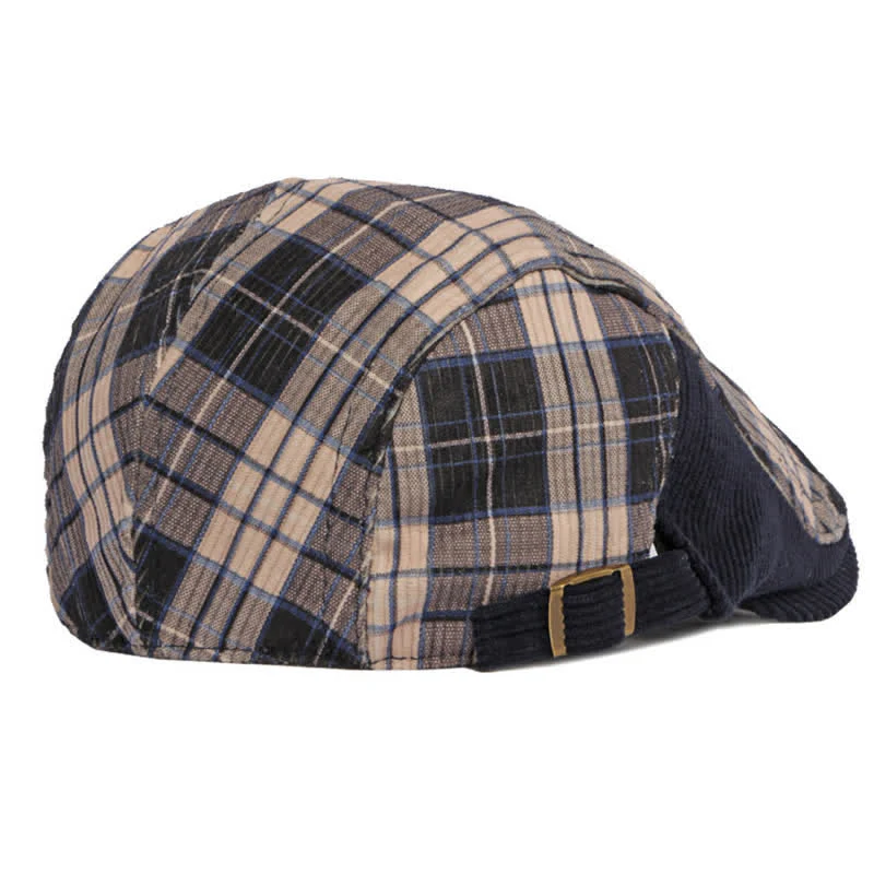 Plaid Corduroy Cotton Duckbill Visor Beret Hat - Image 10