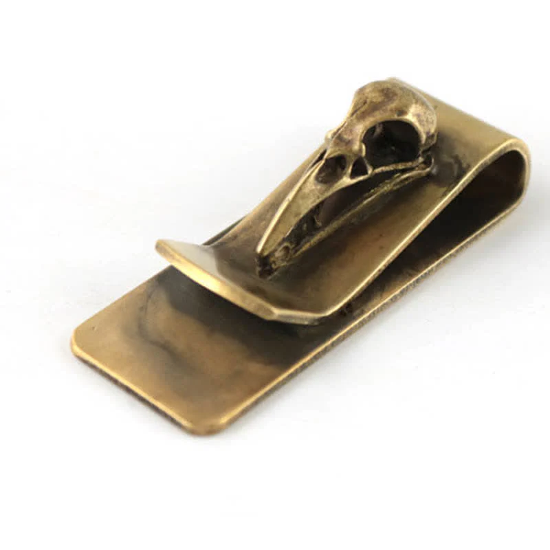 Portable Creative Brass Bird Skull Money Clip - Image 4
