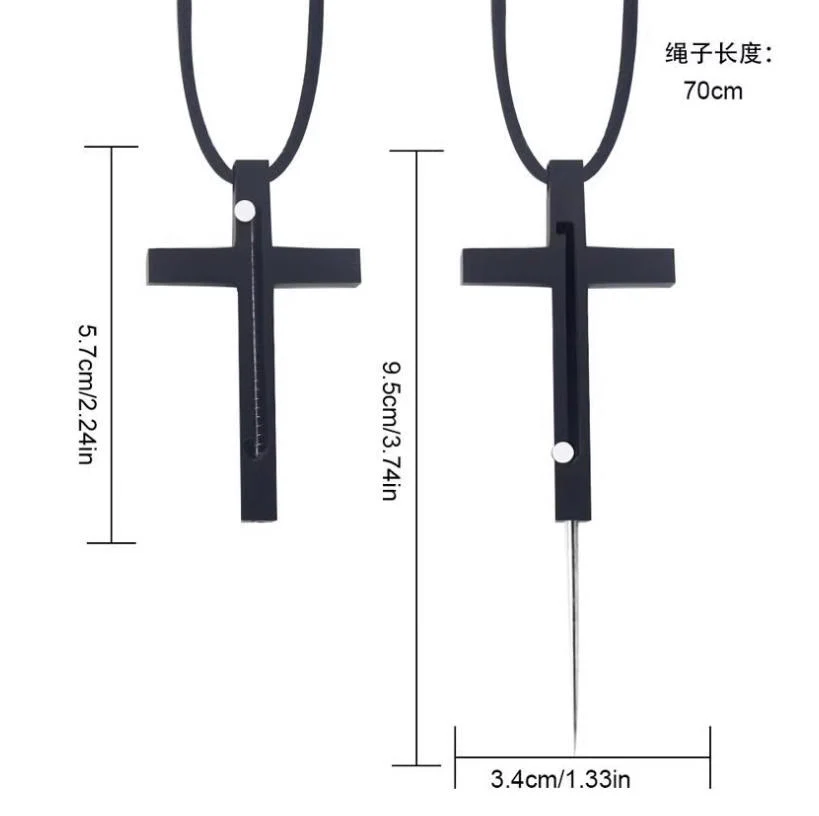 Portable Gadget Needle Cross Pendant Necklace - Image 3