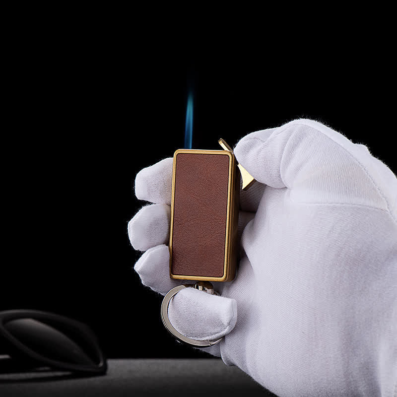 Portable Keychain Leather Body Refillable Butane Lighter - Image 2