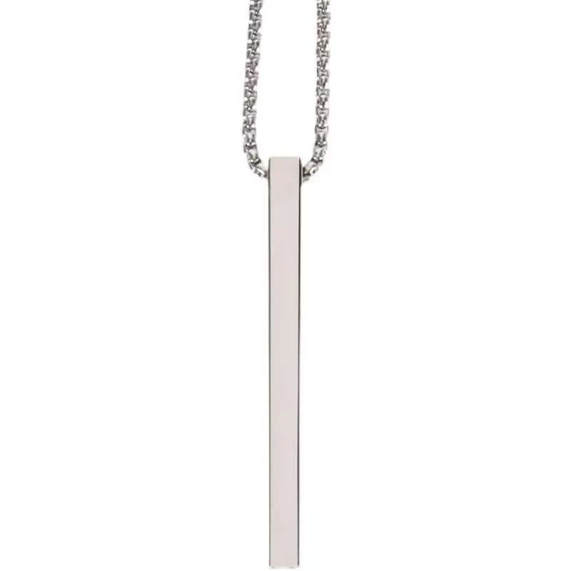Portable Steel Needle Fashion Rectangle Pendant Necklace - Image 5