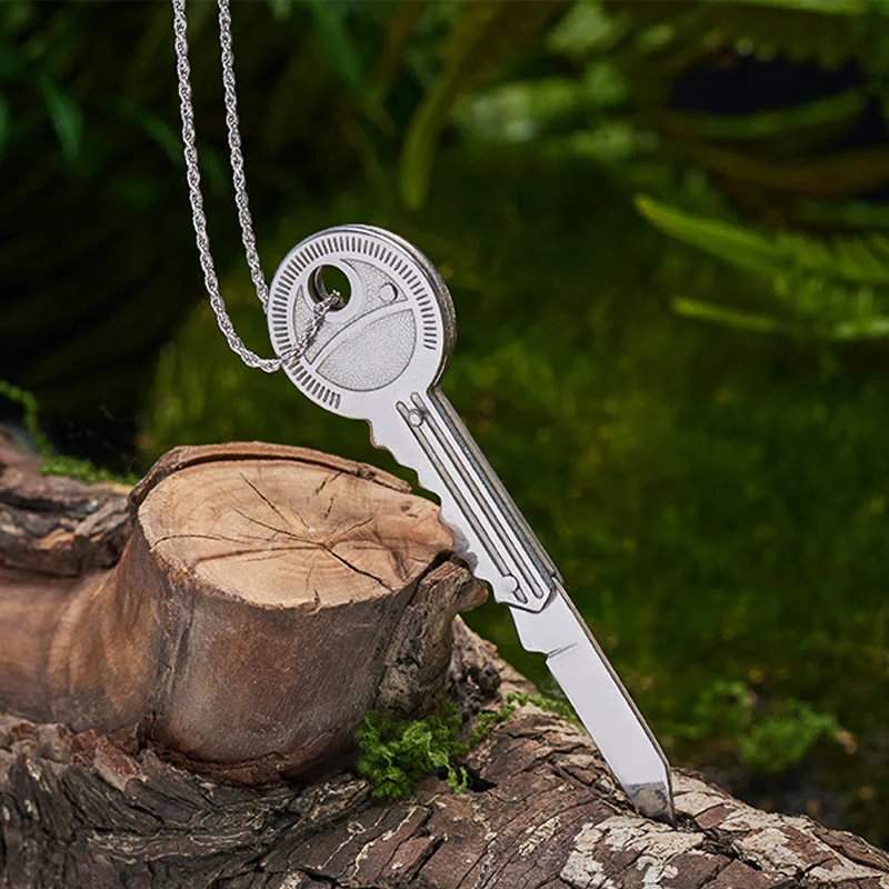 Practical Folding Knife Keychain Sliver Necklace - Image 2