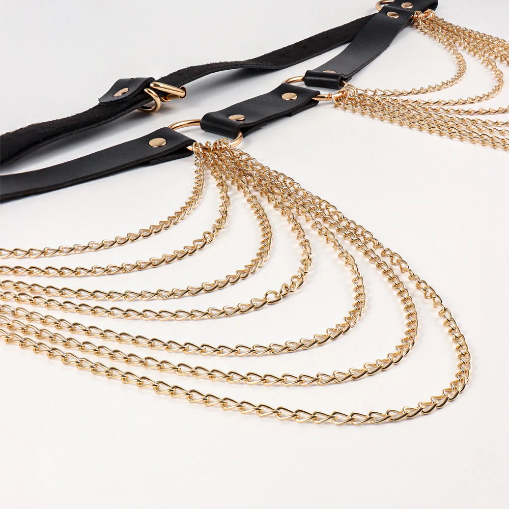 Punk Chain Belt Seven Layers Chain Leather Belt - Image 10
