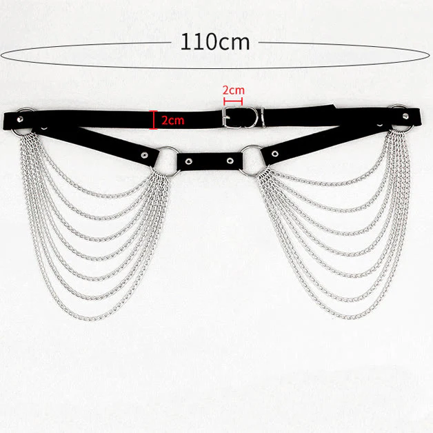 Punk Chain Belt Seven Layers Chain Leather Belt - Image 13
