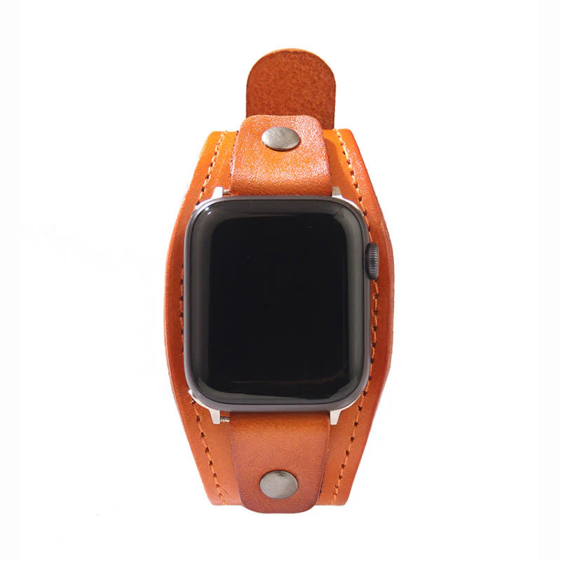 Punk Genuine Leather Bracelet Smart Watch Band - Image 4