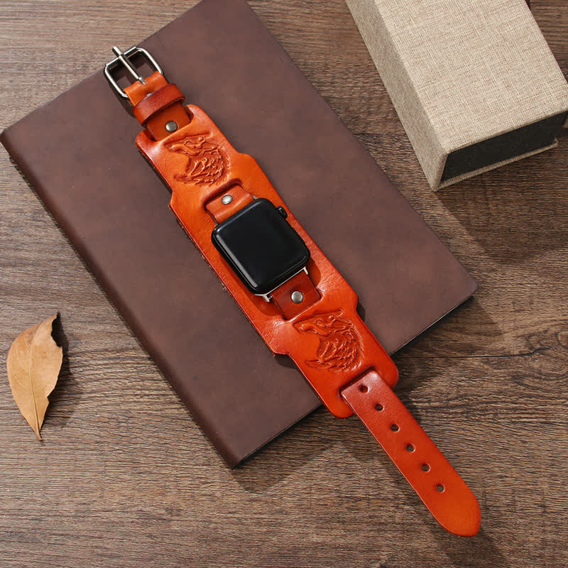 Punk Relief Wolf Bracelet Leather Watch Band - Image 4