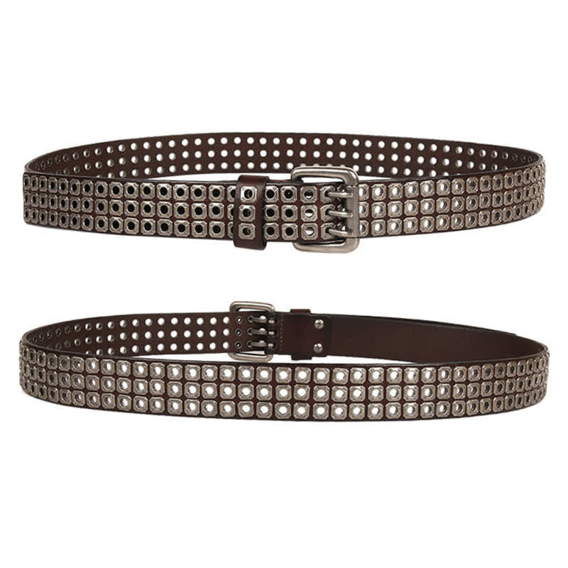 Punk Rock Heavy Metal Square Rivet Leather Belt - Image 7