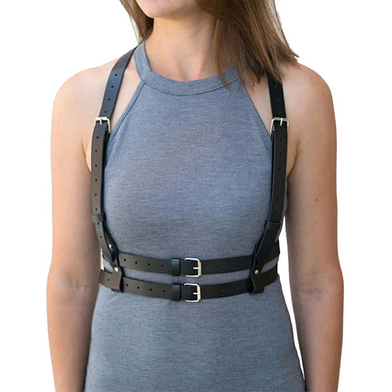 Punk Strap Corset Belt Women's Leather Chain Belt - Image 4