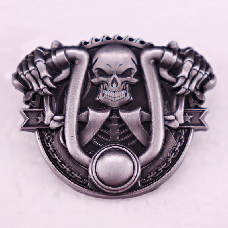 Punk Style Silver Motorcycle Riding Skeleton Brooch - Image 2