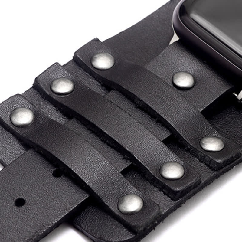 Punk Wide Strap Genuine Leather Watch Band - Image 6