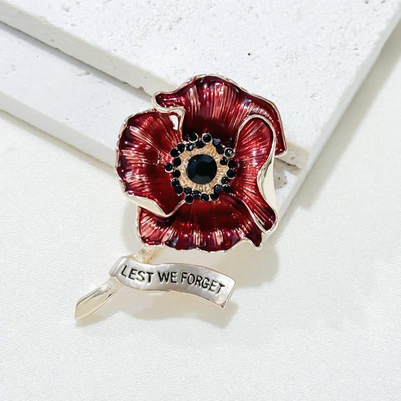 Red Poppy Remembrance Day Lest We Forget Brooch - Image 2