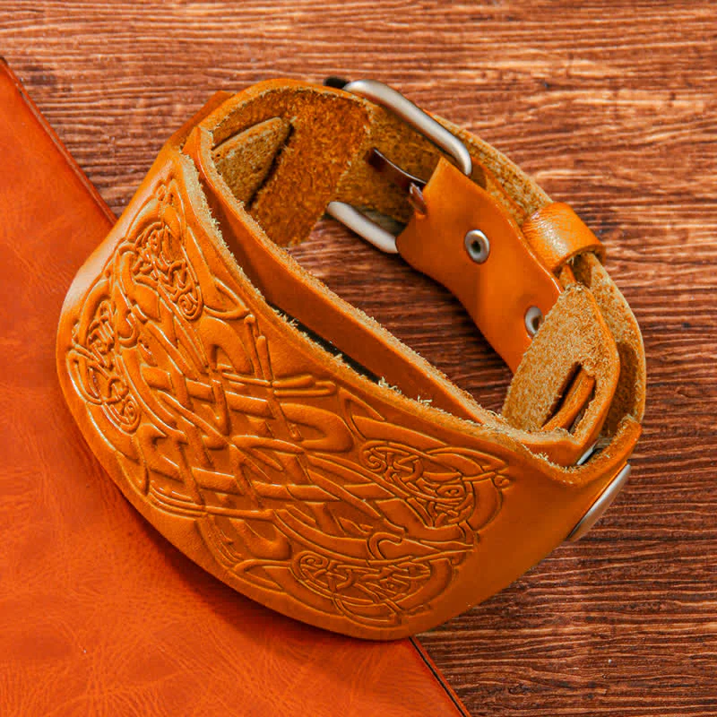 Relief Celtic Knot Pattern Leather Watch Band - Image 6
