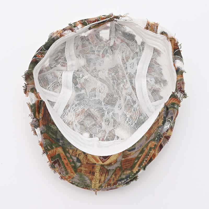 Retro Aged Perforated Mesh Fabric Beret Hat - Image 6