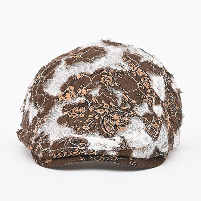 Retro Aged Perforated Mesh Fabric Beret Hat - Image 8