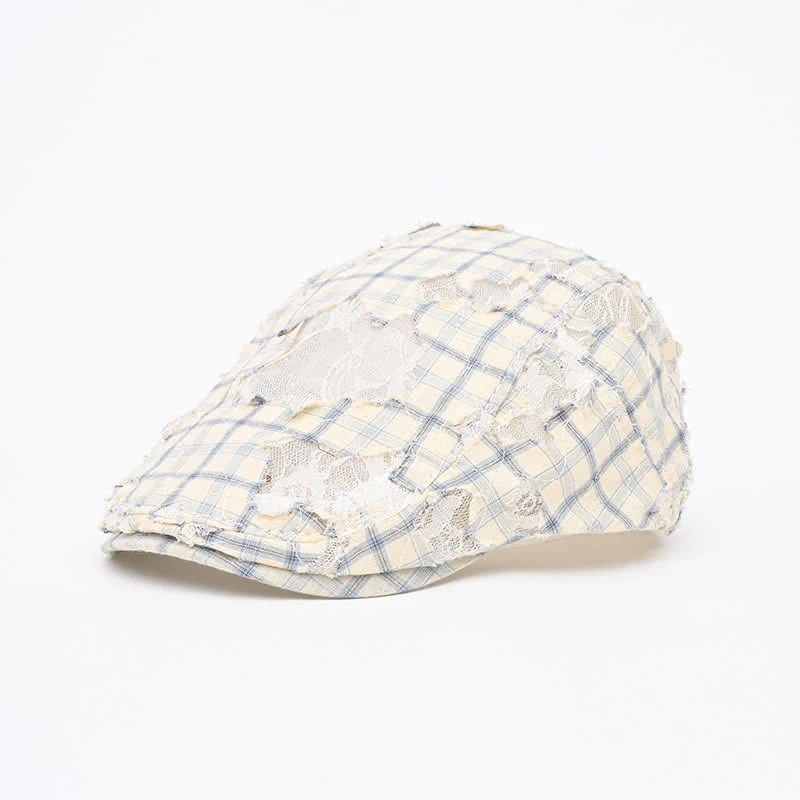Retro Aged Perforated Mesh Fabric Beret Hat - Image 9