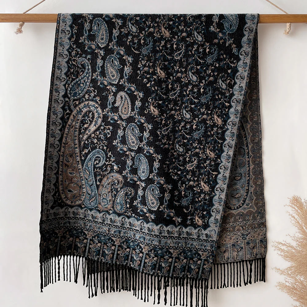 Retro Bohemian Style Cashew Print Shawl Scarf For Warmth - Image 4